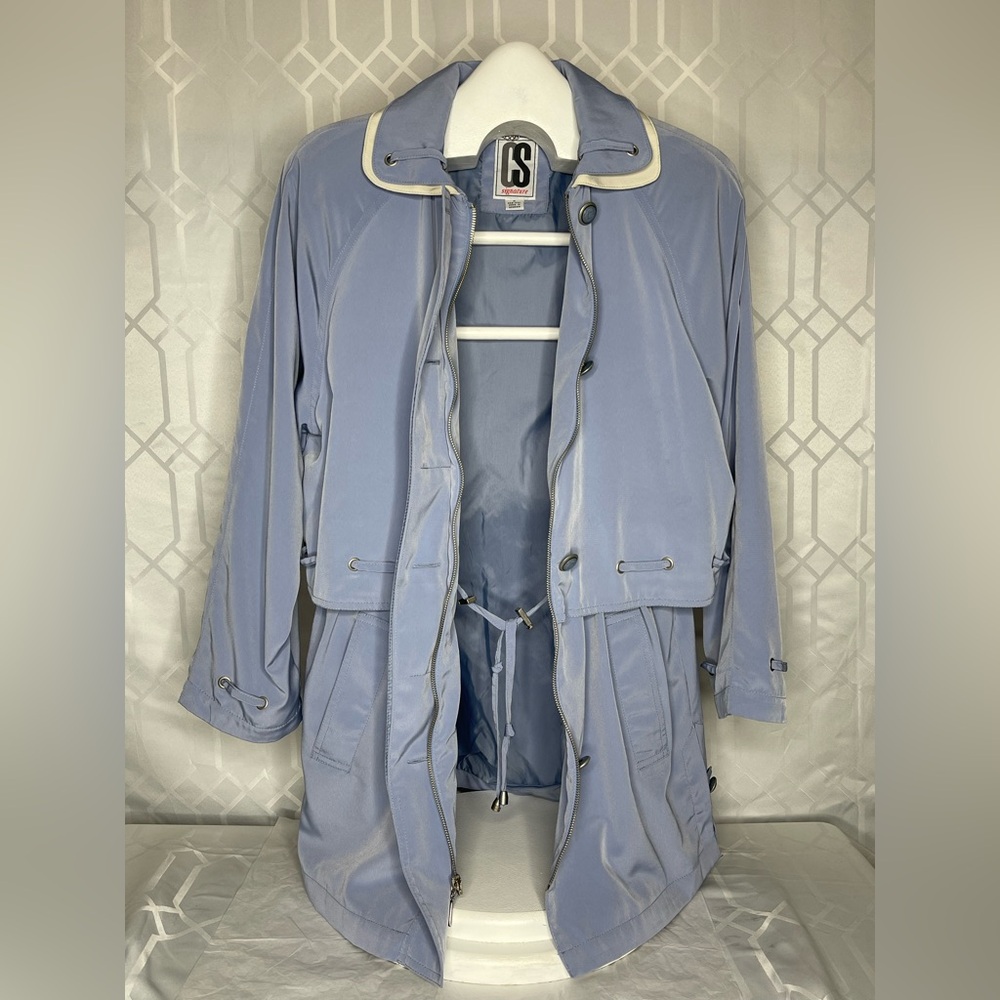 GS Signature Vintage Periwinkle Blue Lightweight Utility Trench Rain Jacket  M
